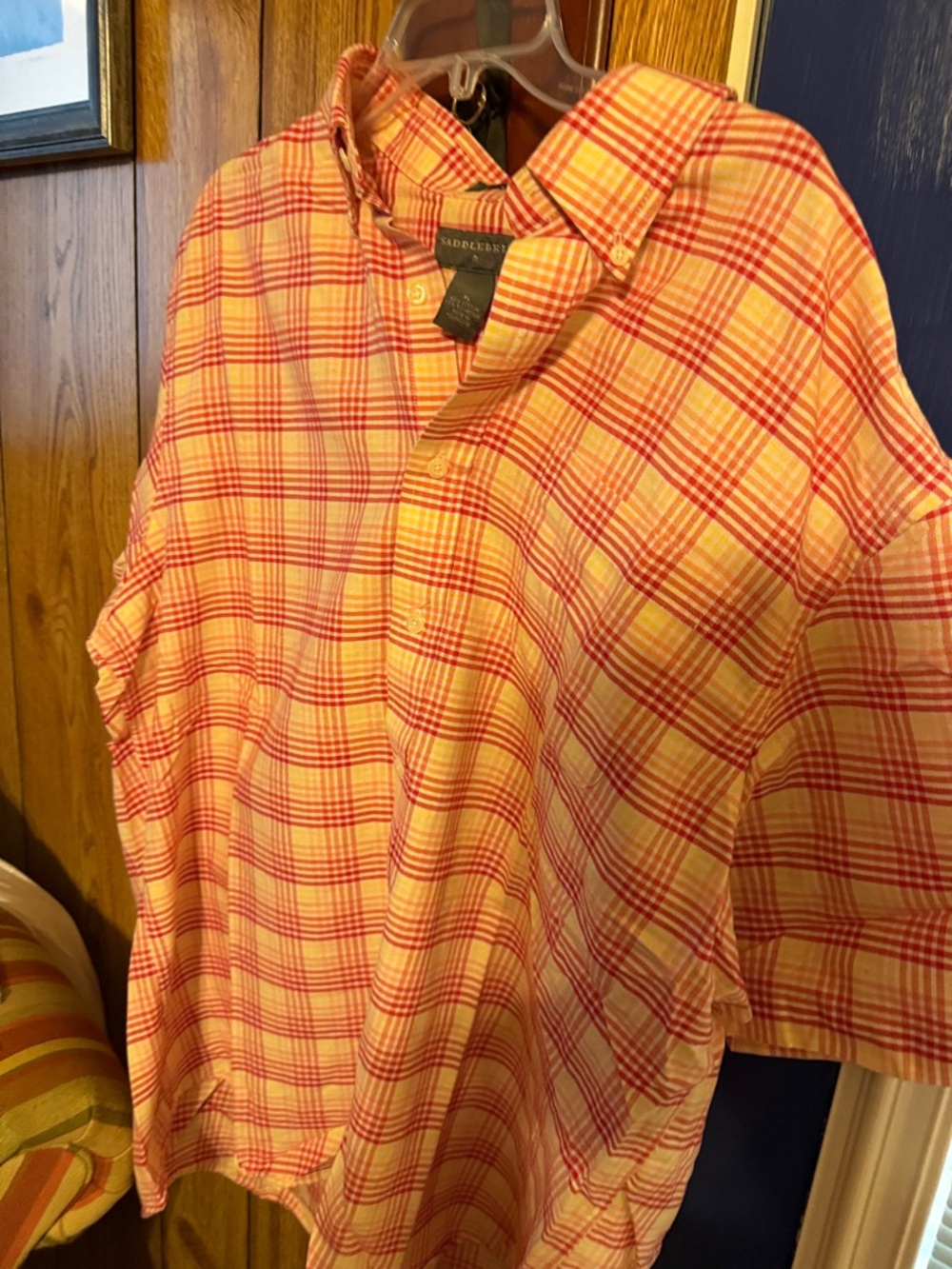 Saddlebred Yellow and Red Plaid Button-Down Shirt